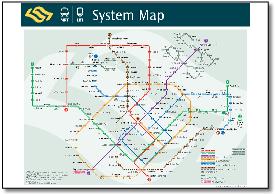 Singapore MRT & LRT train / rail map